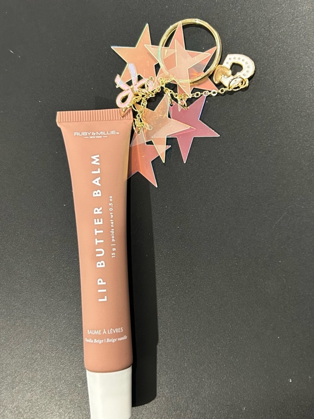 Ruby&Millie Vanilla Beige Lip Butter Balm Keychain